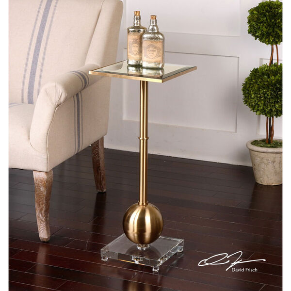 Laton Brass Mirrored Accent Table, image 2