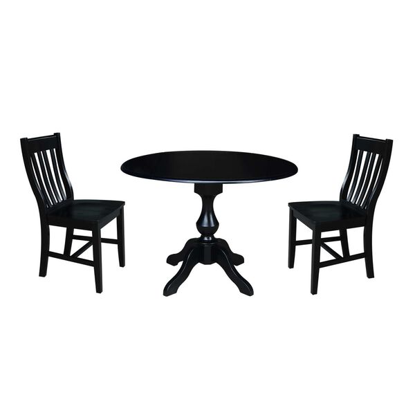 Black 30-Inch High Round Top Pedestal Table with Chairs, 3-Piece, image 1