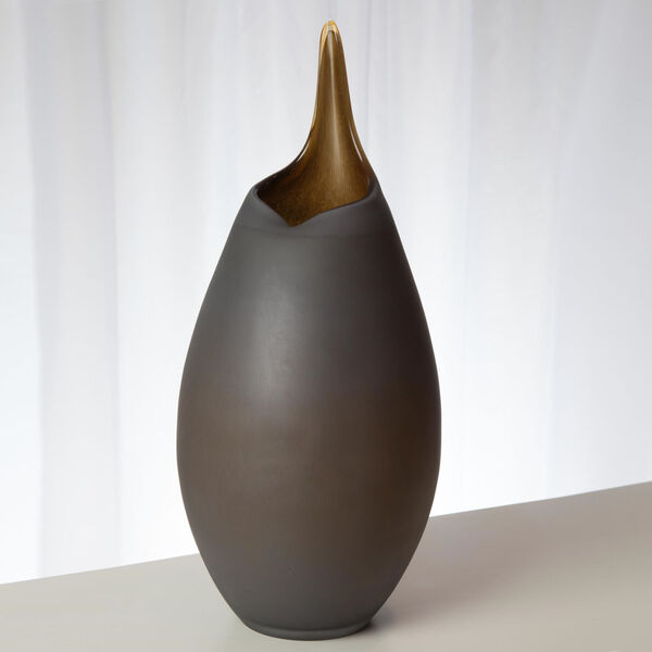 Frosted Gray and Amber Casing Vase, image 5