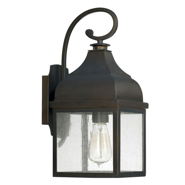 Kenwood Old Bronze One-Light Outdoor Wall Lantern with Antique Glass, image 1