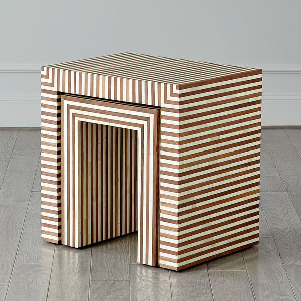 Sienna Large End Table in Walnut and Bone, image 2