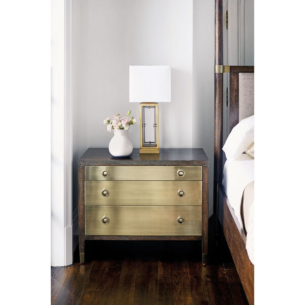 Clarendon Arabica and Burnished Brass White Oak Veneers, Fabric and Metal 66-Inch Bed, image 10