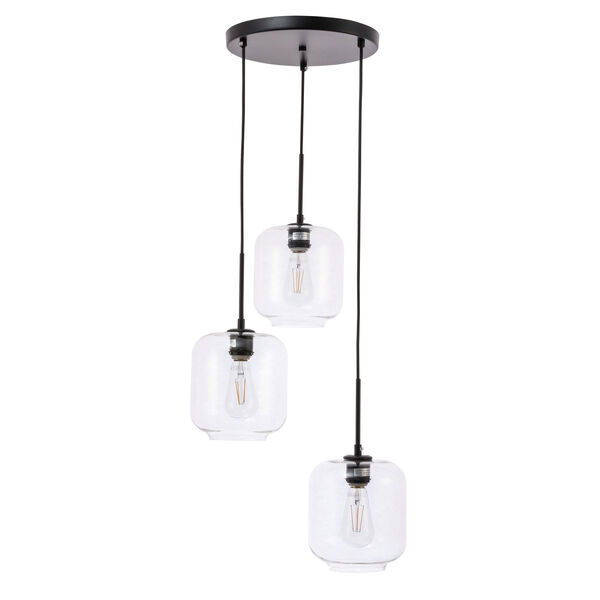 Collier Black 18-Inch Three-Light Pendant with Clear Glass, image 5