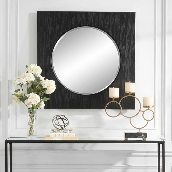 Hillview Black Satin and Natural 40 x 40-Inch Wall Mirror, image 3