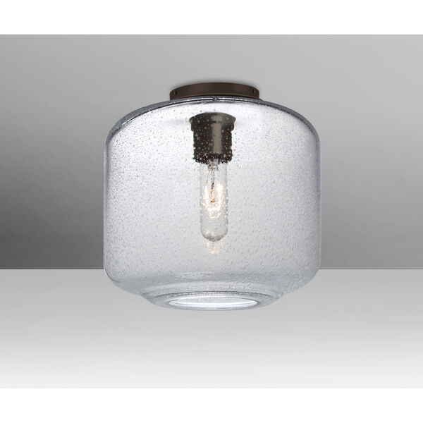Niles Bronze One-Light Flush Mount With Clear Bubble Glass, image 1