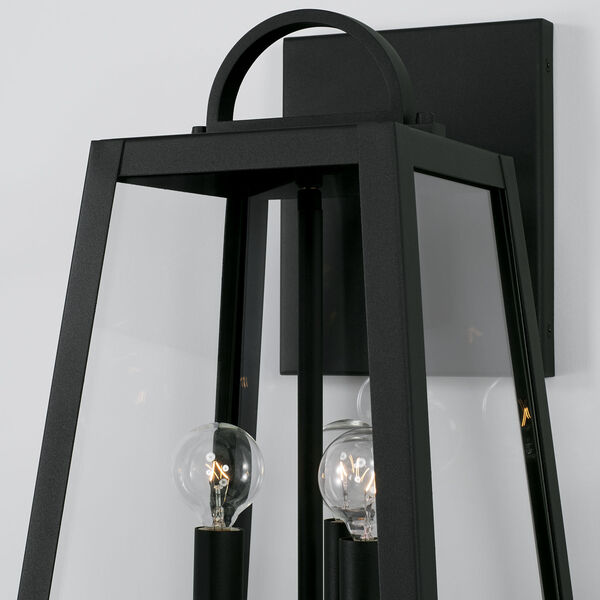 Leighton Black Three-Light Outdoor Wall Lantern with Clear Glass, image 5
