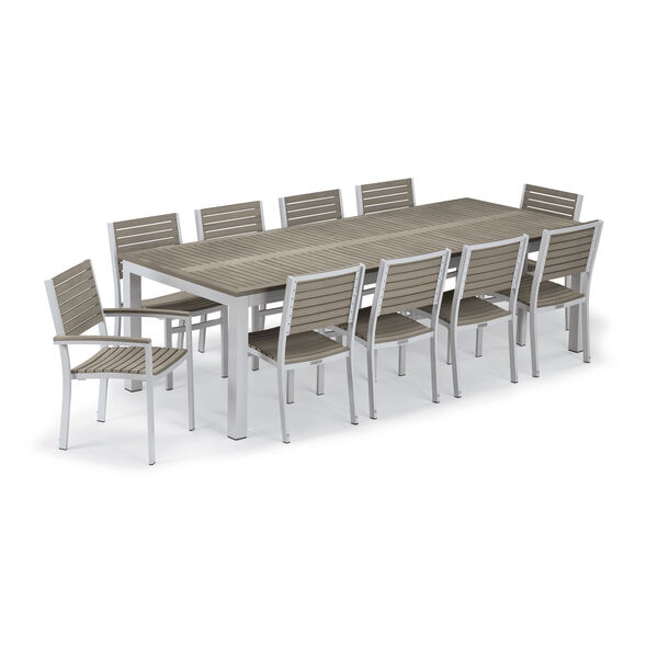 Travira Silver and Tekwood Vintage 11-Piece Table and Slat Chair Dining Set, image 1