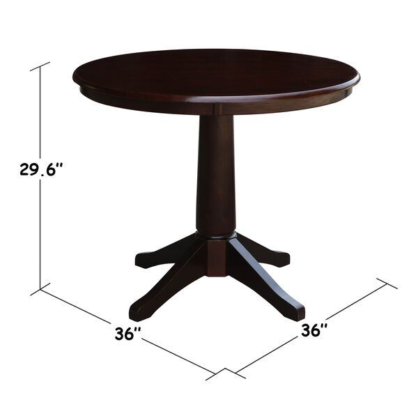 Rich Mocha 36-Inch Straight Pedestal Dining Table, image 3