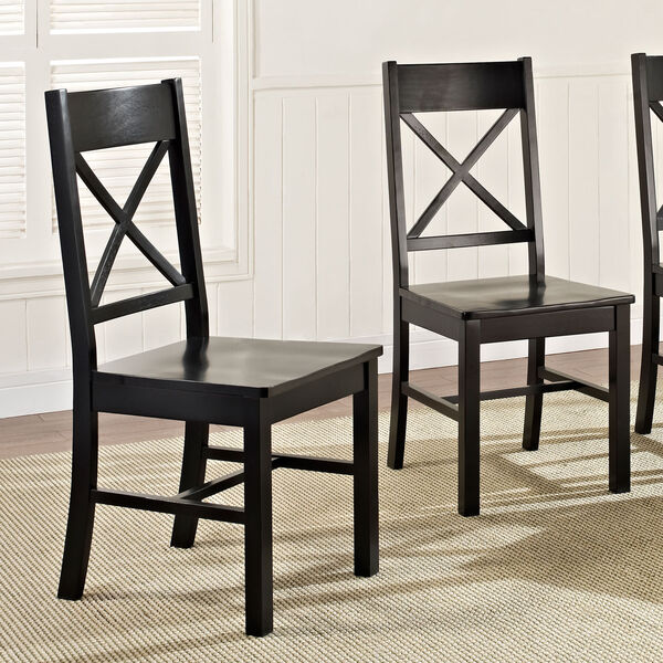 Black Wood Dining Chairs, Set of 2, image 1