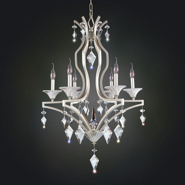 Florence Tarnished Silver Six-Light Chandelier with Firenze Clear Crystal, image 1