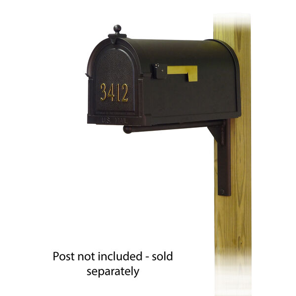 Curbside Black Berkshire Mailbox with Front Address Number and Ashley Front Single Mounting Bracket, image 1