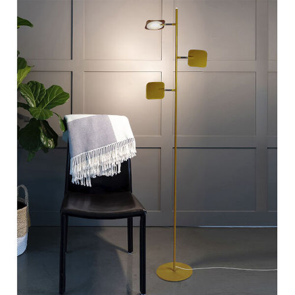 Tree Brass Three-Light Integrated LED Floor Lamp, image 3