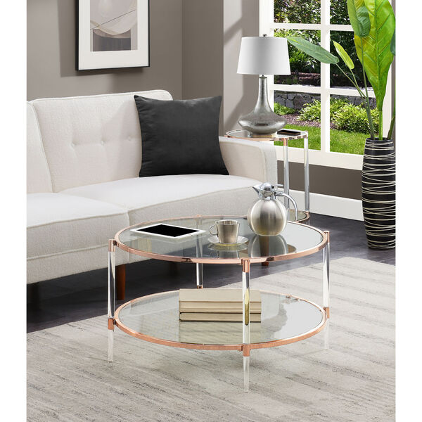 Royal Crest Rose Gold 2-Tier Acrylic Glass Coffee Table, image 2