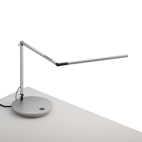 Z-Bar Silver Warm Light LED Slim Desk Lamp with Power Base, image 1