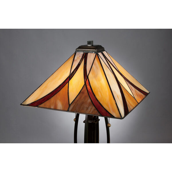 Tiffany Bronze Two-Light le Tiffany Table Lamp, image 4