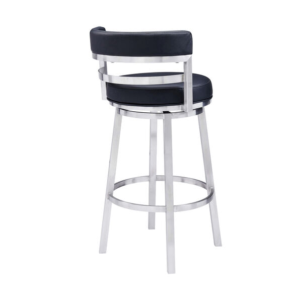 Madrid Black and Stainless Steel 26-Inch Counter Stool, image 3