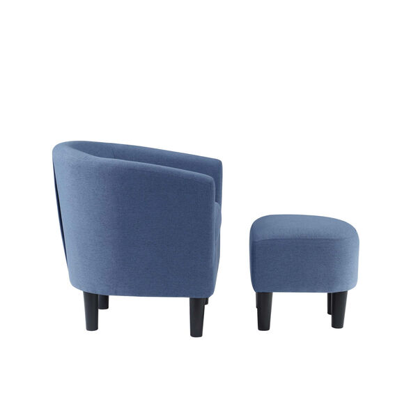 Take a Seat Blue Linen Churchill Accent Chair with Ottoman, image 5
