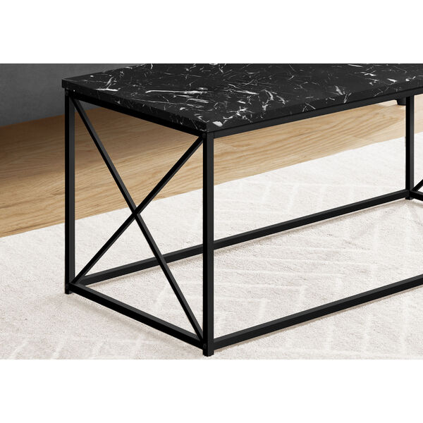 Black Marble X-Leg Coffee Table, image 3