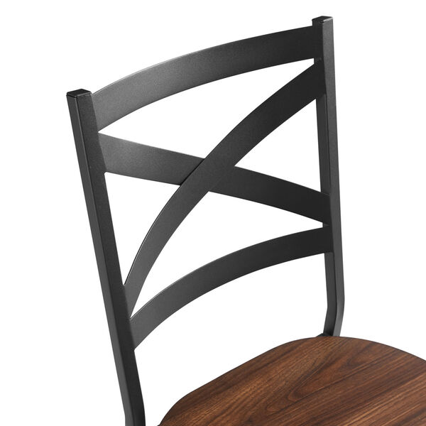 Angle Iron Dark Walnut and Black X Back Dining Chair, Set of 2, image 2