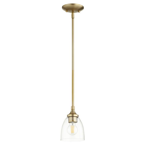 Enclave Aged Brass with Clear Six-Inch One-Light Mini Pendant, image 1