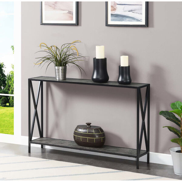 Tucson Cement and Black Console Table with Shelf, image 3