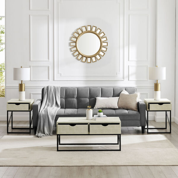 Off White and Black Coffee Table and Side Table Set, 3-Piece, image 5