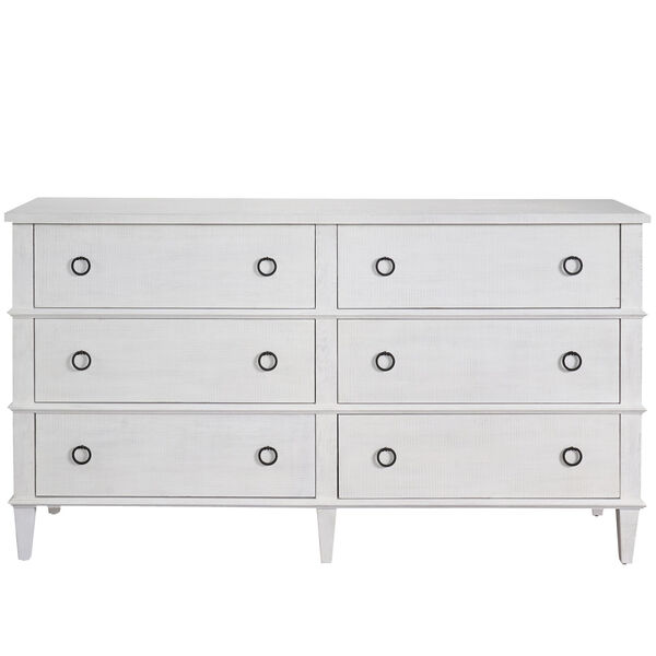 White 68-Inch Six-Drawer Dresser, image 1