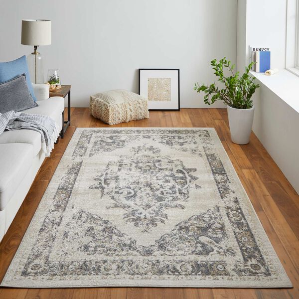 Camellia Ivory Gray Brown Rectangular 4 Ft. 3 In. x 6 Ft. 3 In. Area Rug, image 5