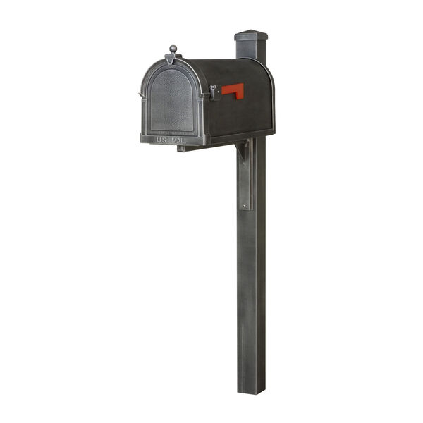 Berkshire Curbside Swedish Silver Mailbox with Locking Insert and Wellington Mailbox Post, image 2