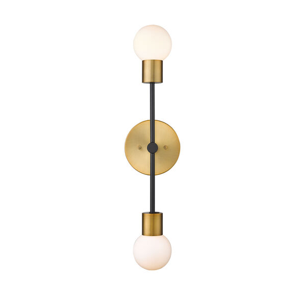 Neutra Matte Black and Foundry Brass Two-Light Wall Sconce, image 4