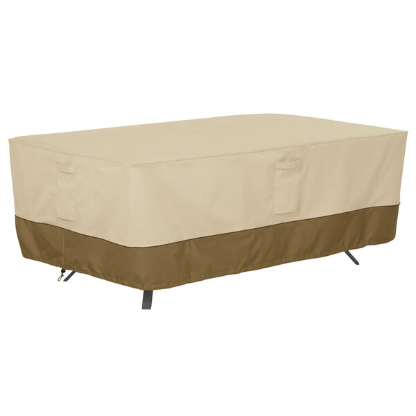Ash Beige and Brown Rectangle Oval Patio Table Cover, image 1