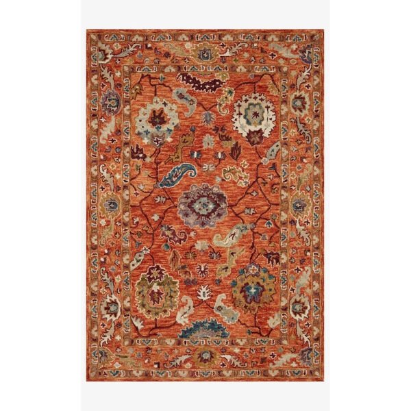 Padma Orange and Multicolor Rectangle: 2 Ft. 3 In. x 3 Ft. 9 In. Rug, image 1