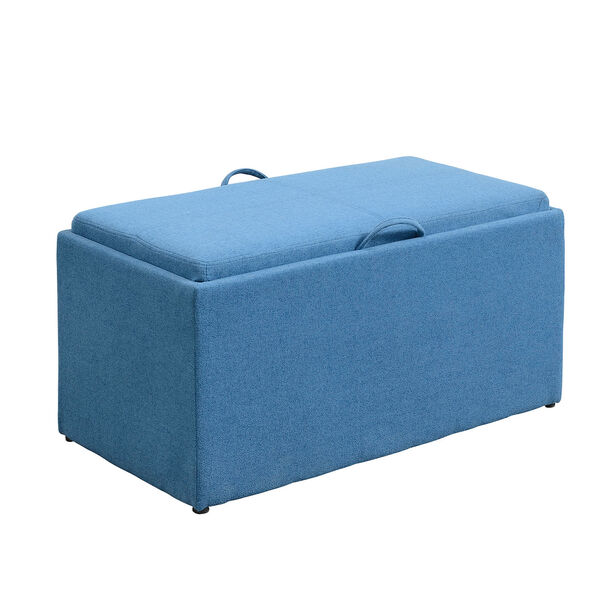Designs4Comfort Soft Blue Sheridan Storage Bench with 2 Side Ottomans, image 5