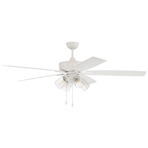 Super Pro White 60-Inch LED Ceiling Fan with Clear Glass, image 1