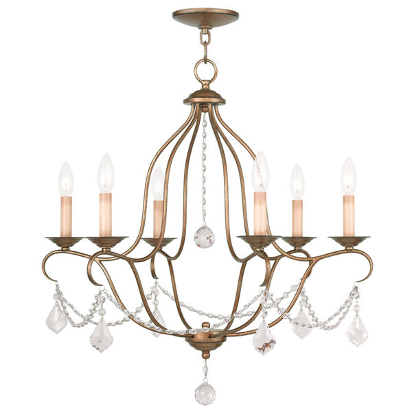 Chesterfield Antique Gold Leaf Six Light Chandelier, image 1