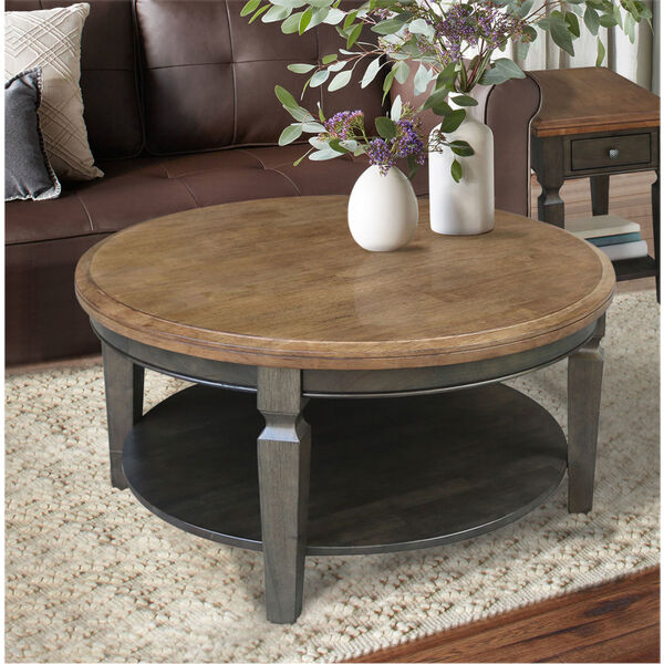 Vista Hickory and Washed Coal Round Coffee Table, image 1