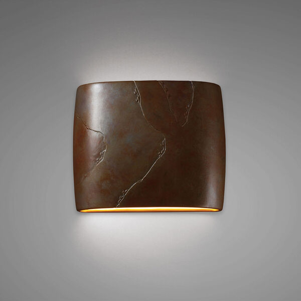 Ambiance Tierra Red Slate ADA LED Outdoor Ceramic Wide Oval Wall Sconce, image 2