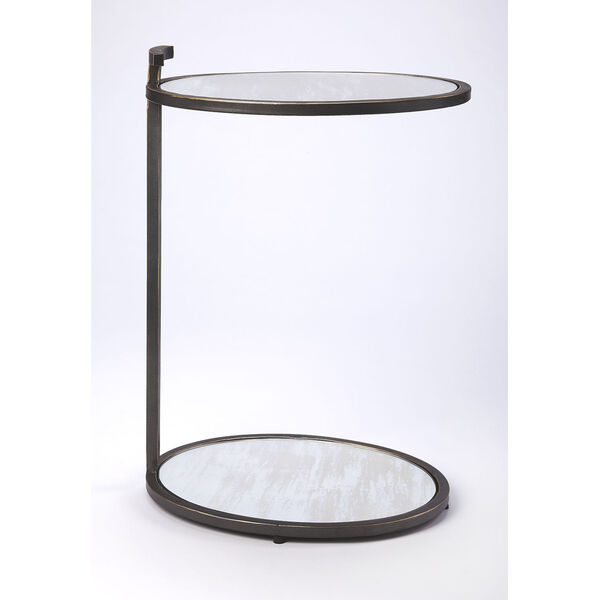 Ciro Blackened Gold Metal and Mirrored Side Table , image 2
