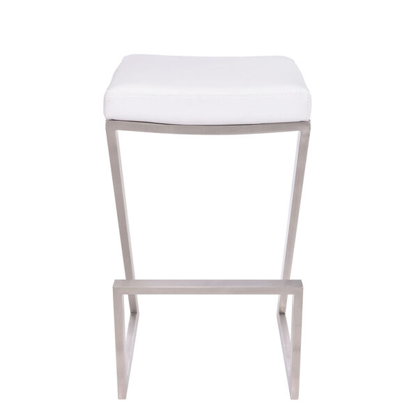 Atlantis White and Stainless Steel 30-Inch Bar Stool, image 2