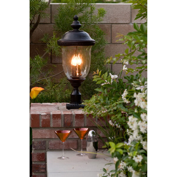 Carriage House Oriental Bronze Three-Light Outdoor Post Light with Water Glass, image 10