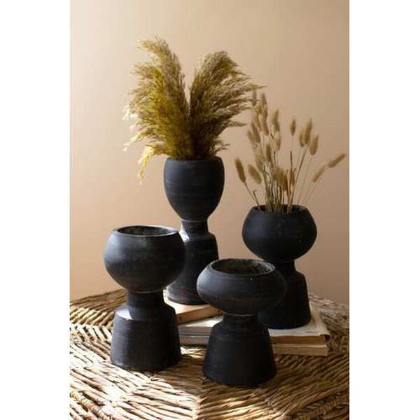 Black Clay Vases, Set of Four, image 1