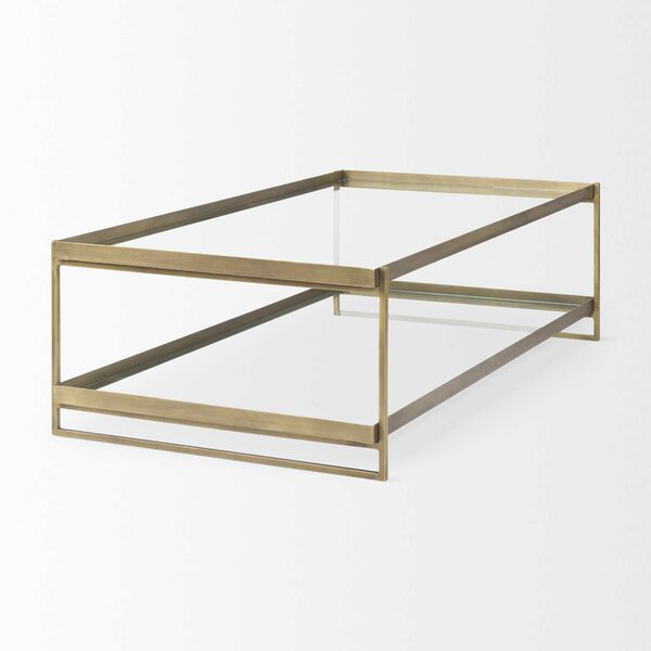 Trey Gold Metal with Glass Coffee Table, image 5