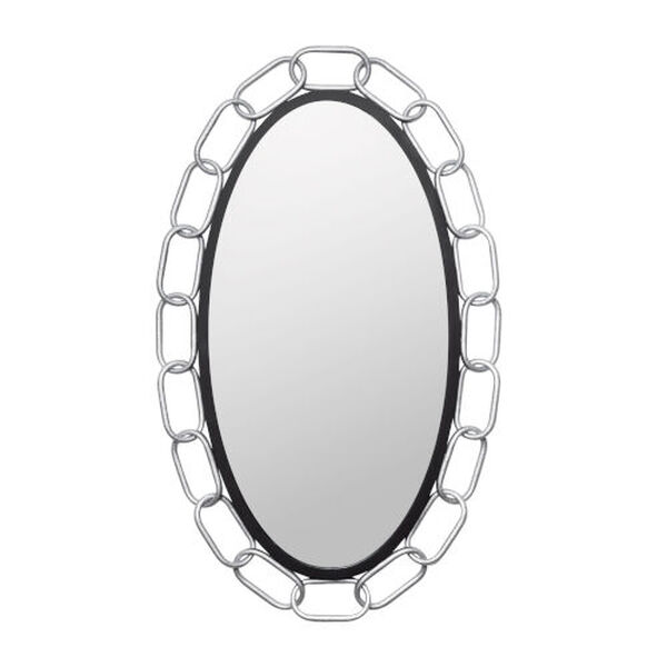 Chains of Love Matte Black Textured Silver 24 x 40 Inch Oval Wall Mirror, image 1