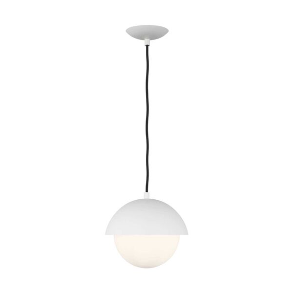 Hyde Matte White One-Light Small Mini Pendant with Opal Glass Shade by Drew and Jonathan, image 1