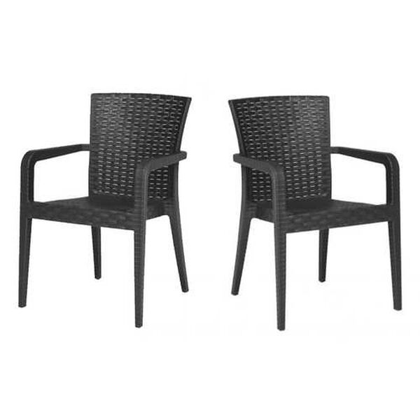 Alberta Anthracite Outdoor Stackable Armchair, Set of Four, image 1