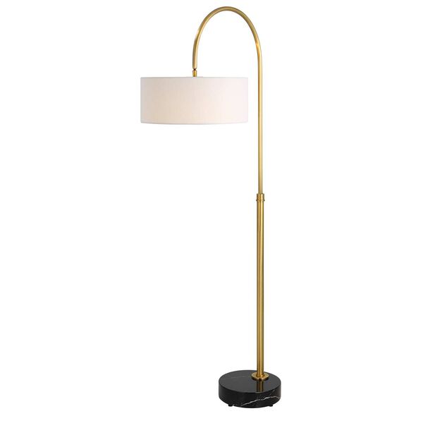 Huxford Antique Brass and Black Arch Floor Lamp, image 1