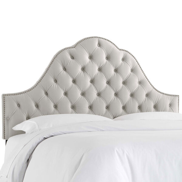 King Velvet Light Gray 78-Inch Nail Button Tufted Arch Headboard, image 1