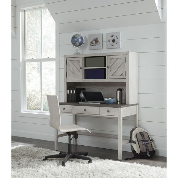 Riverwood Gray Desk and Two Door Hutch with USB Port, image 2