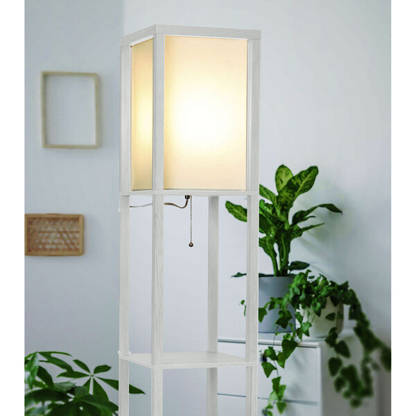 Maxwell White LED Floor Lamp with Shelf, image 2