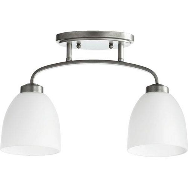 Reyes Classic Nickel Two Light Sink Light Ceiling Mount with Satin Opal Glass, image 1